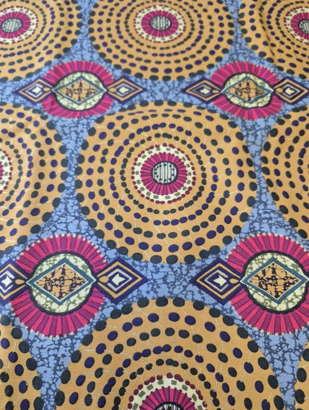 Fabric Traditions 2018 Geometric Circle Print – Yellow Pink Blue – 58x53"